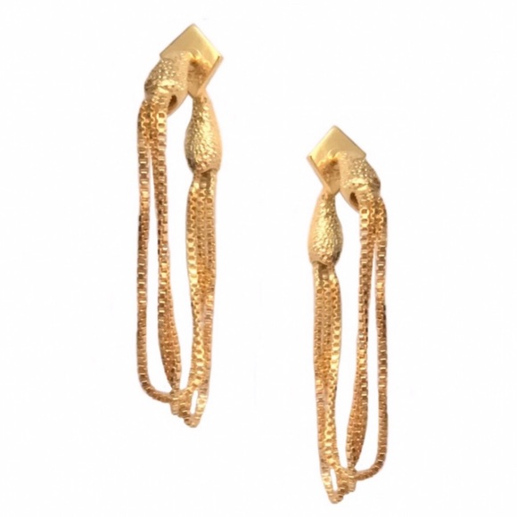 ALEXIS BITTAR • Gold Snake Chain Hoop Earrings - Picture 5 of 5